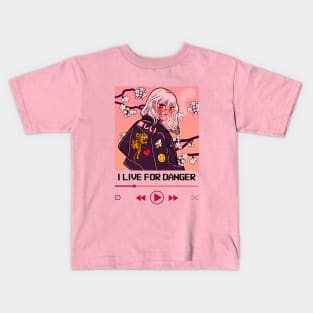 I Live For Danger Anime Girl Tiger Kids T-Shirt